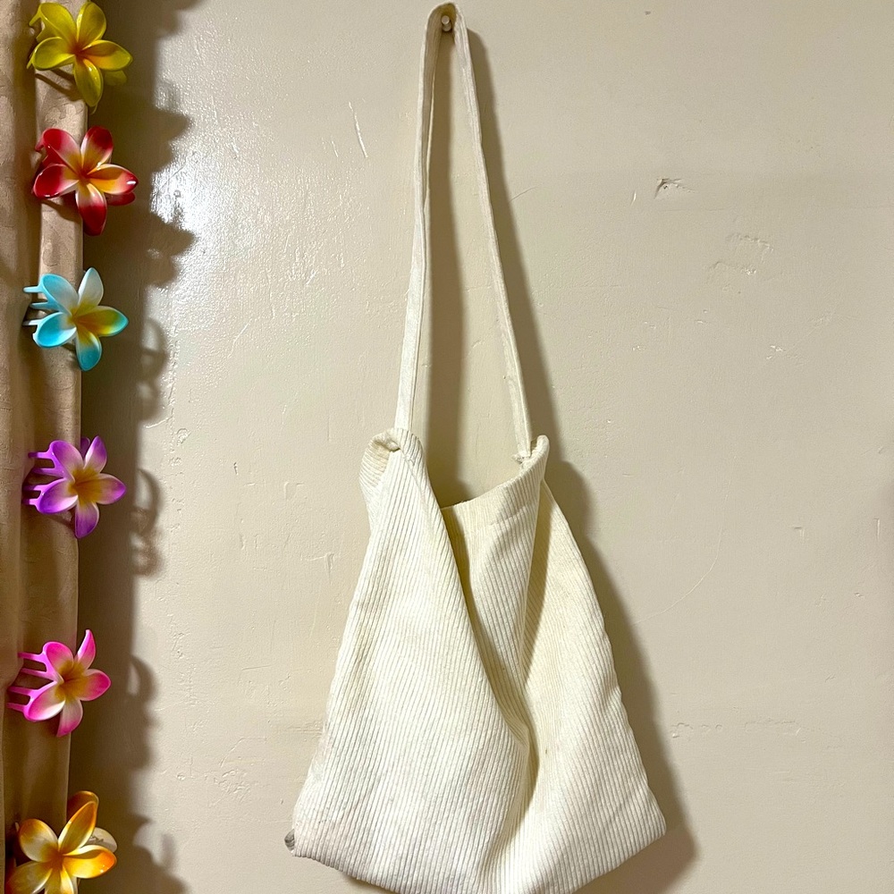white corduroy bag